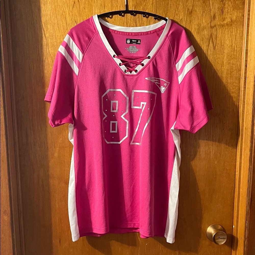 NFL Women's Pink Patriots Apparel Jersey #87 XXL